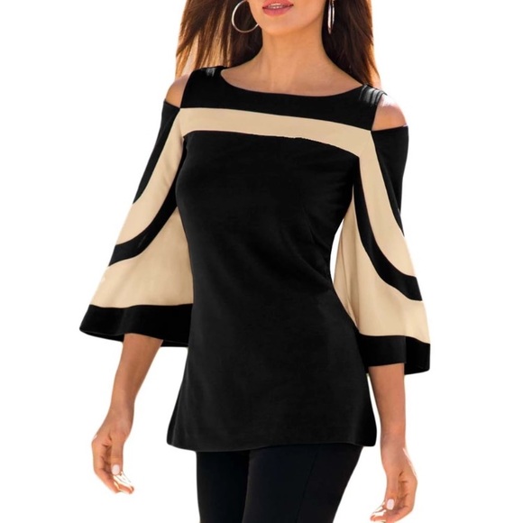 5⭐️RATED❤️ GORGEOUS COLD SHOULDER BLOUSE/BLACK - Picture 4 of 8